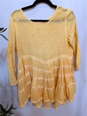 Women’s indigo thread co yellow boho blouse